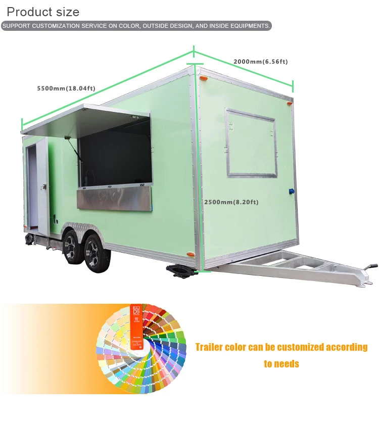 Senior Customized Safety Mobile Square Food Trailer with Toilet
