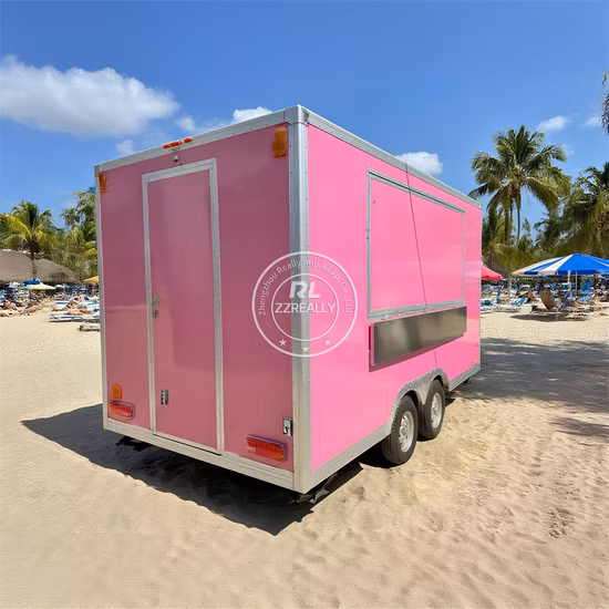 4m Long Square Mobile Food Truck Hot Dog Fast Concession Food Trailer Street Kiosk Catering Outdoor Street Trailer